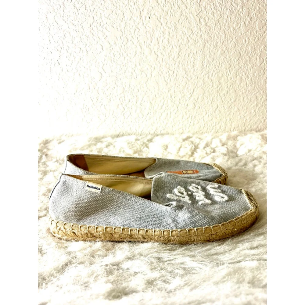 Anthropologie x Soludos “La Vie En Rose” smoking slipper espadrille flats Sz 10